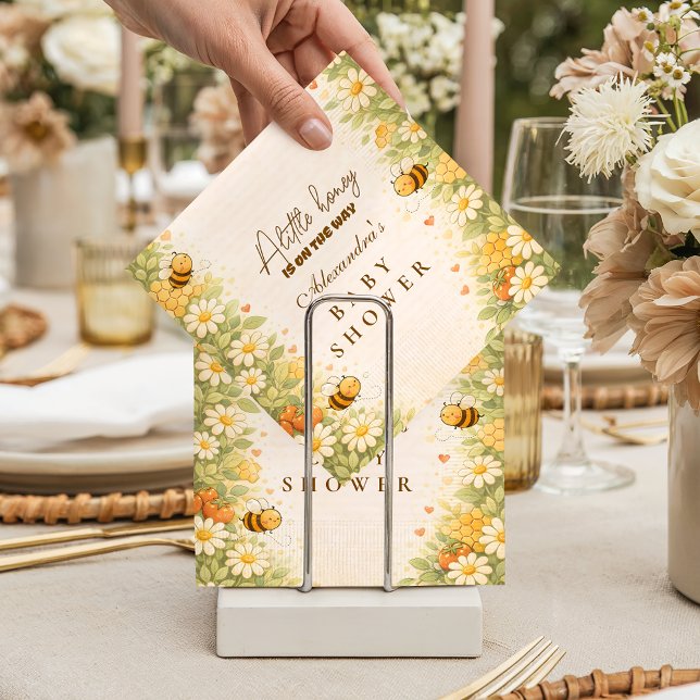 Floral Honey Bee Baby Shower Napkin (Creator Uploaded)