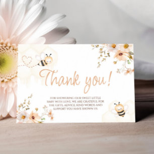 Floral Honey Bee Baby Shower Thank You Card