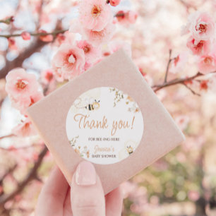 Floral Honey Bee Baby Shower Thank You Classic Round Sticker