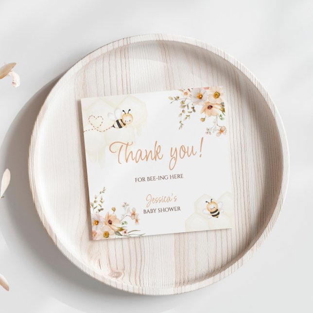 Floral Honey Bee Baby Shower Thank You Square Sticker (Creator Uploaded)