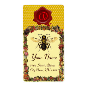 FLORAL HONEY BEE ,BEEKEEPER,RED WAX SEAL MONOGRAM