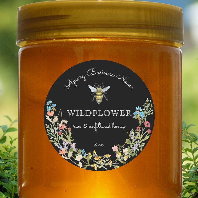 Floral Honey Bee Custom Classic Round Sticker (Creator Uploaded)