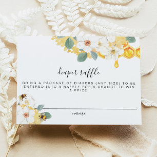 Floral Honey Bee Diaper Raffle Ticket Card