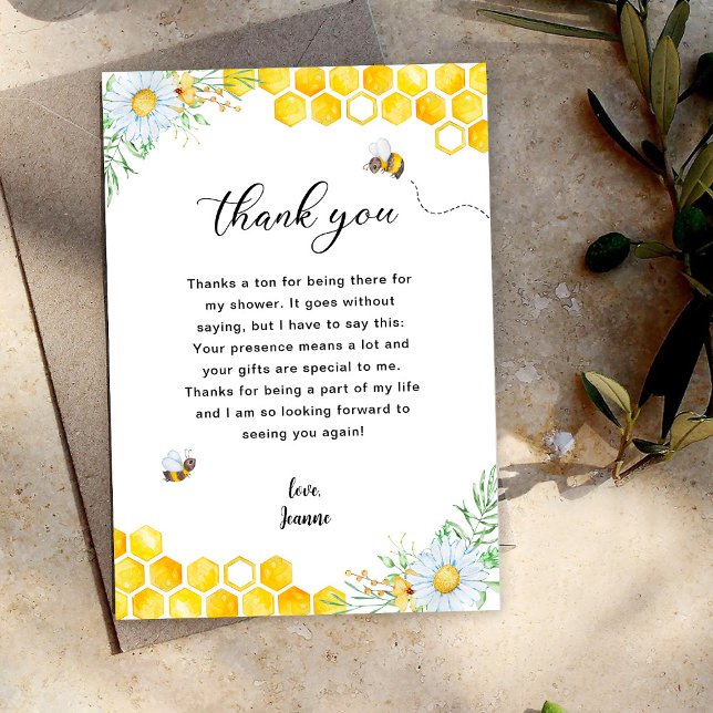 Floral Honey Bee Thank you Card (Creator Uploaded)