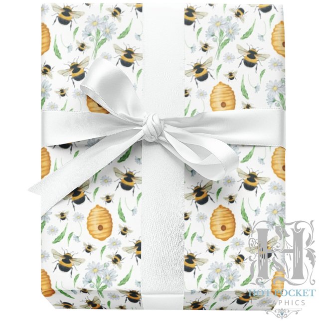 Floral Honey Bees Wrapping Paper (Creator Uploaded)