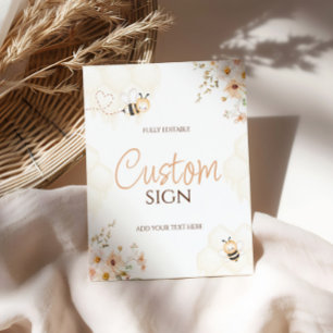 Floral Honey Bumble Bee Baby Shower Custom Sign