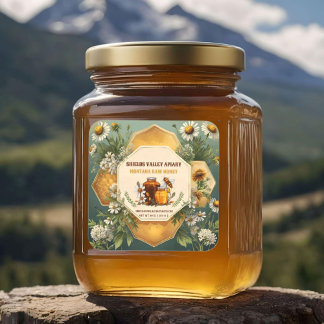 Floral Honey Jar Custom Label