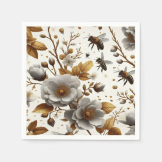 floral honeybees theme Paper Plate Napkin
