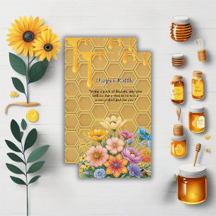 Floral Honeycomb Honeybee Honey Drip Baby Shower Enclosure Card