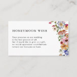 Floral Honeymoon Wish Enclosure Card<br><div class="desc">Our Floral Honeymoon Wish Enclosure Card is the perfect way to share your joyous event! Unique and whimsical, this modern enclosure card features stunning rustic boho chic hand-painted watercolor florals in colours of dark blue, bright pink, blush pink, golden yellow, vibrant red, and sage green leaves that are perfect for...</div>