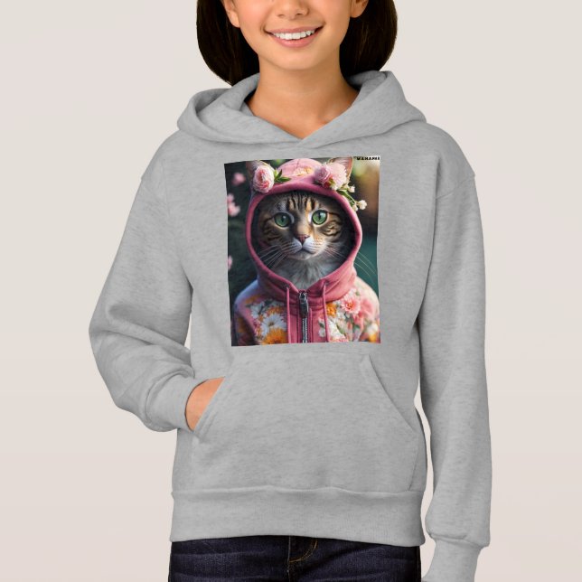 "Floral Hoodie Cat –  (Front)
