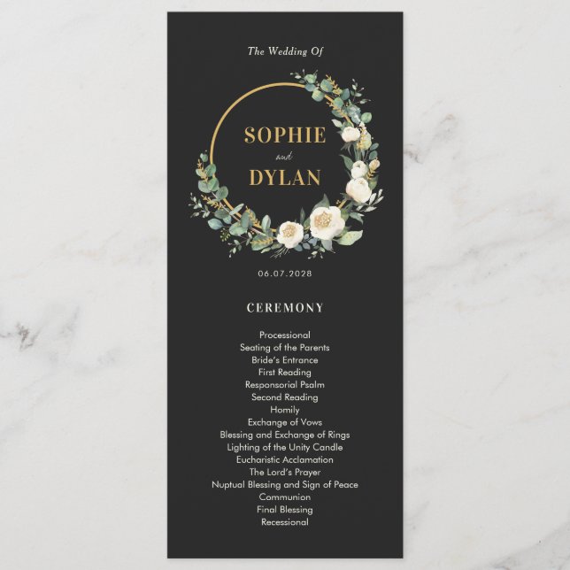 Floral Hoop EDITABLE COLOR Wedding Program Programme (Front)