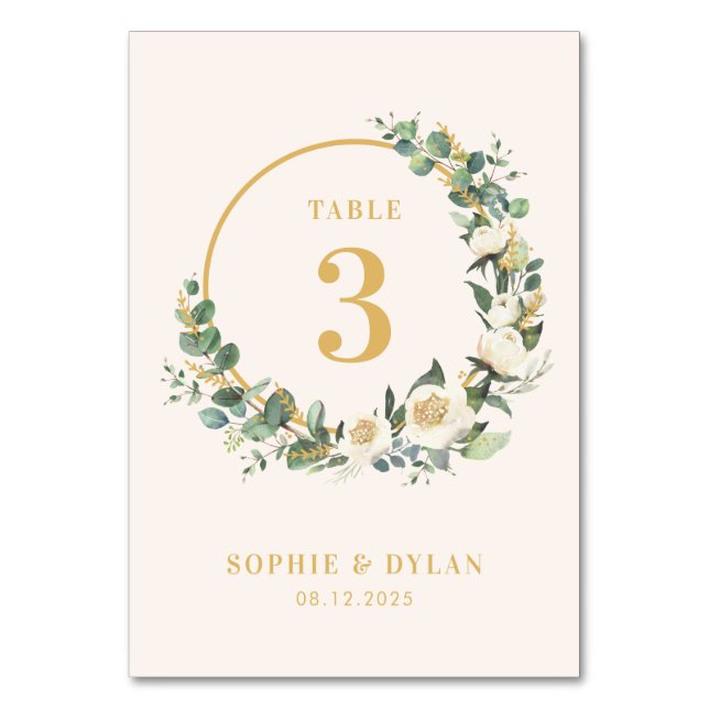 Floral Hoop EDITABLE COLOR Wedding Table Number (Front)