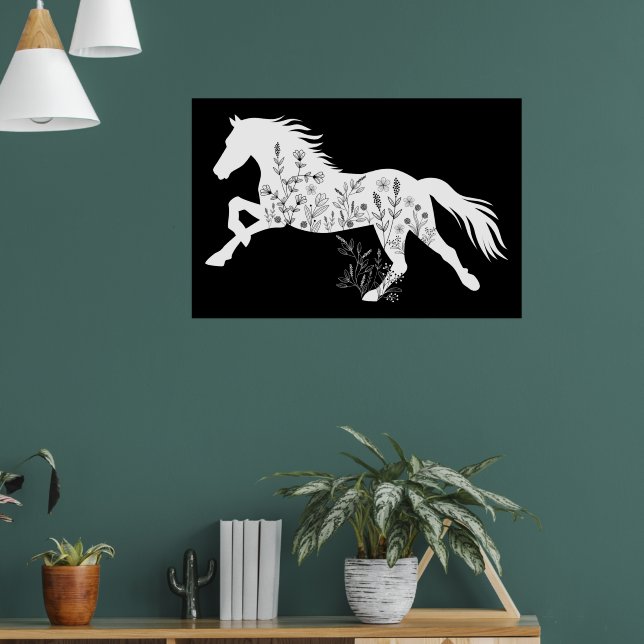 Floral Horse Animal Lover Poster (Living Room 1)