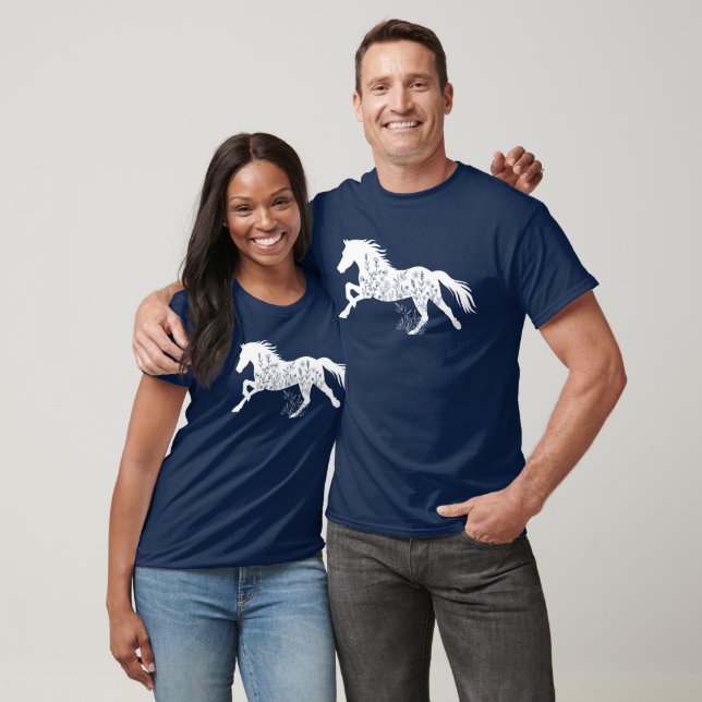 Floral Horse Animal Lover T-Shirt (Unisex)