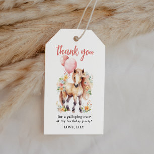 Floral Horse Birthday Thank You Favour Gift Tags