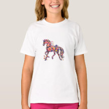 Floral Horse Flower Art T-Shirt
