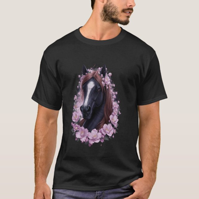 Floral Horse Girl Horseback Riding Horse Girl Love T-Shirt (Front)