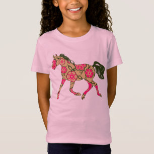 Floral Horse Girls Baby Doll (Fitted) T-Shirt