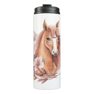 Floral Horse Illustration Thermal Tumbler