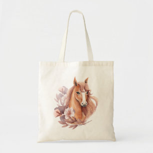 Floral Horse Illustration Tote Bag