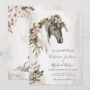 Floral Horse Ranch Wedding Invitation