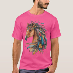 Floral Horse Riding For Girls Women Equestrian Hor T-Shirt