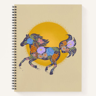Floral Horse Silhouette_Purple Notebook