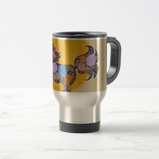 Floral Horse Silhouette_Purple Travel Mug Cup (Front Right)
