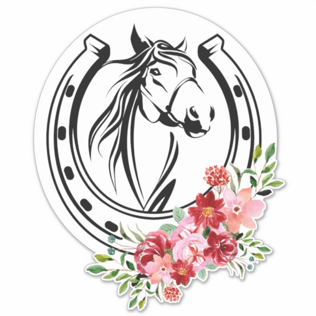 Floral Horse sticker Horseshoe (Front)