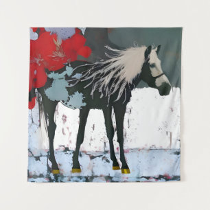 Floral Horse Tapestry