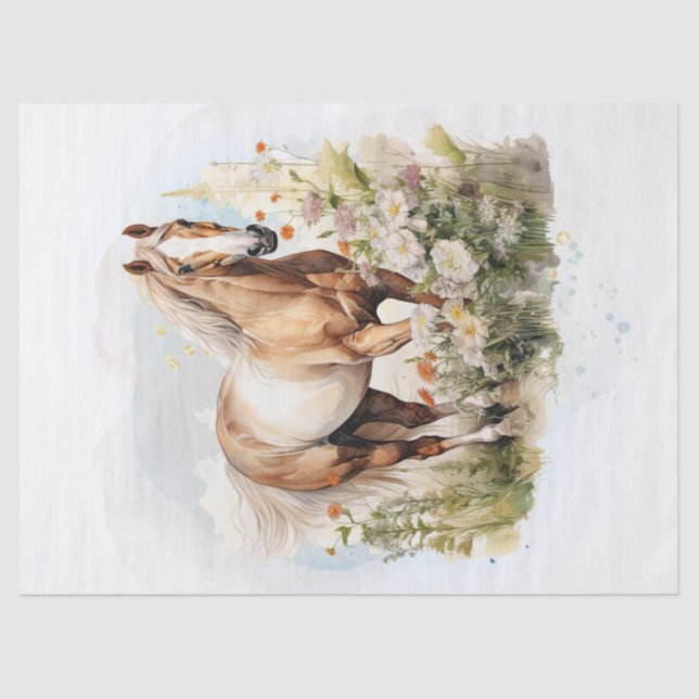 Floral Horse Watercolor Tissue Paper (Front)