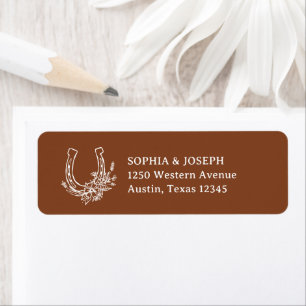 Floral Horseshoe Western Rust Brown Return Address