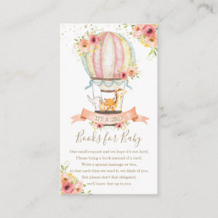 Floral Hot Air Balloon Baby Animals Bring a Book Enclosure Card