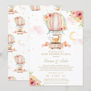 Floral Hot Air Balloon Baby Shower by Mail Animals Invitation