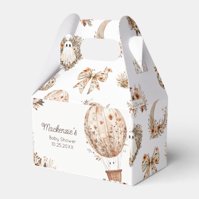 Floral Hot Air Balloon Baby Shower  Favour Box (Front Side)