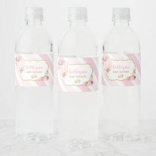 Floral Hot Air Balloon Baby Shower Water Bottle Label