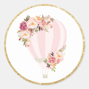 Floral Hot Air Balloon Favour Sticker Labels