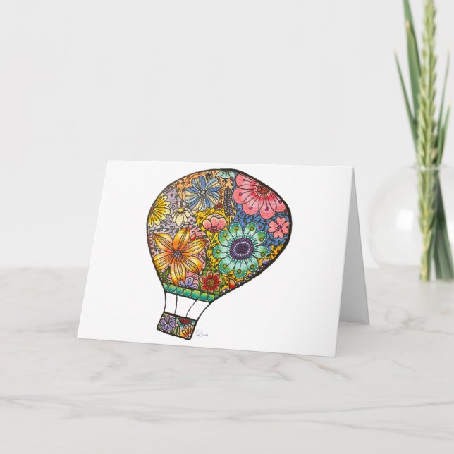 Floral Hot Air Balloon Greeting Card (Front)