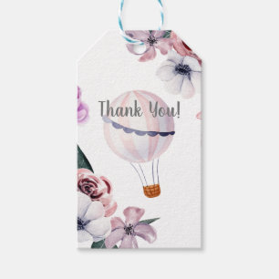 Floral Hot Air Balloon Travelling Bridal Shower Gift Tags