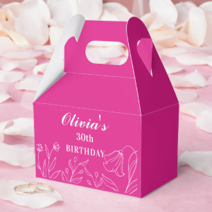 Floral Hot Pink 30th Birthday Elegant  Favour Box