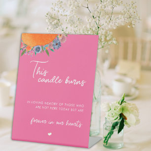 Floral Hot Pink This Candle Burns In Loving Memory Pedestal Sign