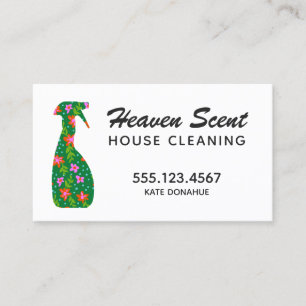 Floral   House  Cleaner Cleaning Service  Business Card