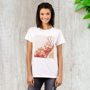 Floral House Illustration Swirl and Nature Pattern T-Shirt