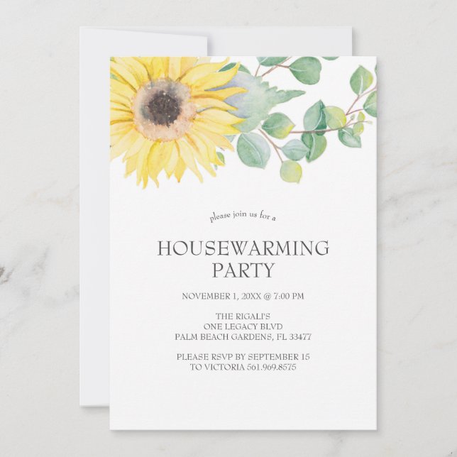Floral House Warming Invitations (Front)