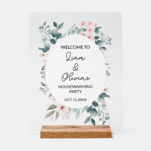 Floral Housewarming Party Entrance Welcome  Acrylic Sign