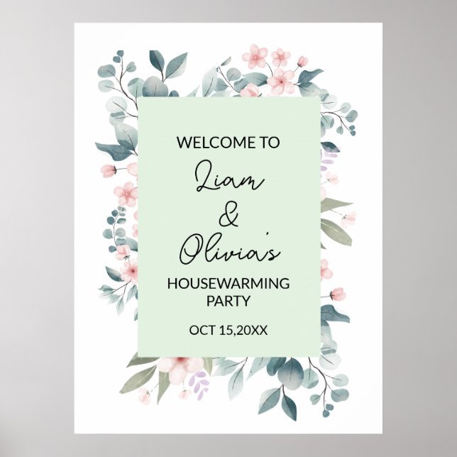 Floral Housewarming Party Entrance Welcome  Poster (Front)
