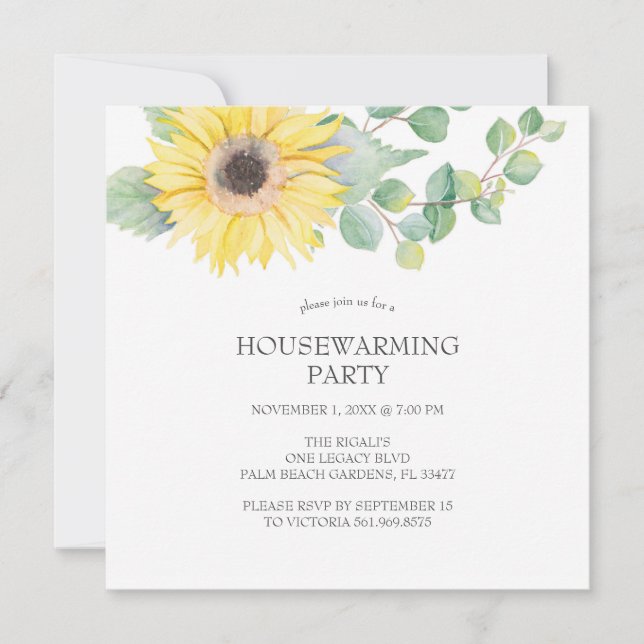 Floral Housewarming Party Invitations (Front)
