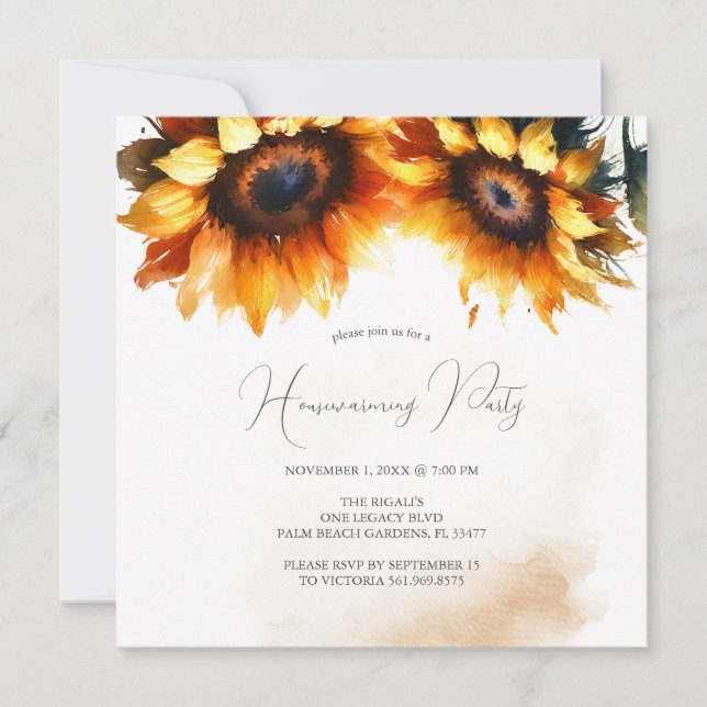 Floral Housewarming Party Invitations (Front)