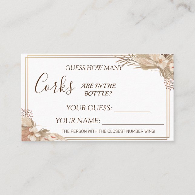Floral How many Corks Bridal Shower card game (Front)